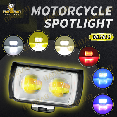 Full Aluminio Blanco Amarillo Dual Color 2 LED Motocicleta MINI Luz de conducción