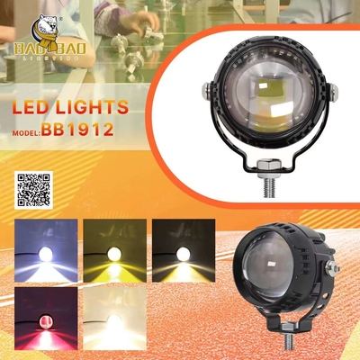 Luz de luz de un solo haz Blanco Amarillo Rojo Flash Aluminio Motocicleta Proyector LED externo