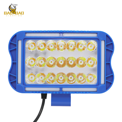 21 LED Blanco Amarillo Flash Aluminio Luz delantera de la carcasa azul de la motocicleta