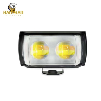 Metal plástico 2 LED blanco amarillo doble color RGB proyector luz de niebla
