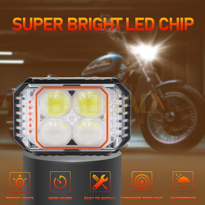 80V 4 cuentas Blanco amarillo intermitente Luz LED de motocicleta de metal multicolor