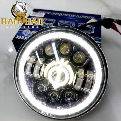 7 pulgadas de blanco amarillo de la motocicleta faro LED 12V impermeable IP67