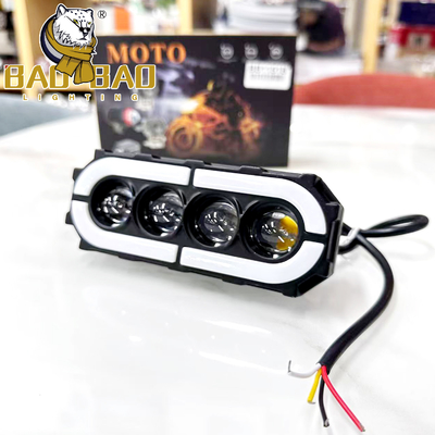 Luz de niebla LED de motocicleta 4 lentes de aluminio blanco amarillo